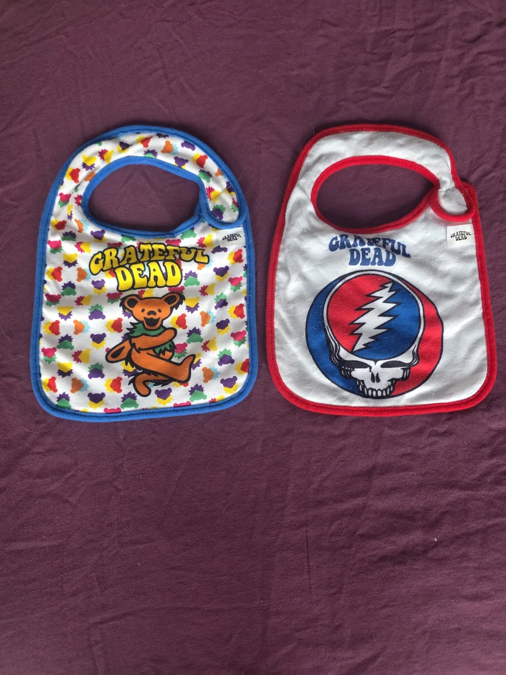Grateful Dead Baby Bibs - Colorful Blue & Red Designs